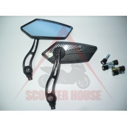 Огледала к-т -EU- черно и карбон,резба-8mm/10mm - спорт метално рамо