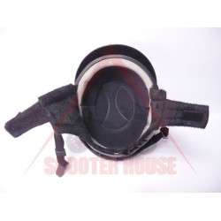 Helmet -EU- black leather with black strips,universal size, model 2024