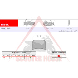 НАКЛАДКИ -MALOSSI- FDB680 MALOSSI MHR Synt S10 49,5х39,7х6,3mm with e-pass, e24 mark