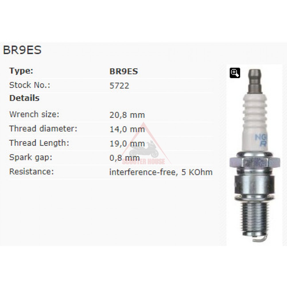 thumbnail image 2 of NGK BR9ES 5722 Spark Plugs (Set Of 4) - Standard Non-Resistor 2 of 4