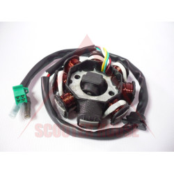 Stator -EU- GY6 (4 timpi) 50cc - 150cc (139QMA / B) - 8 înfășurări, 5 cabluri