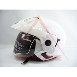 Helmet -VIRTUE- white, universal size, open with viewfinder and sunglasses