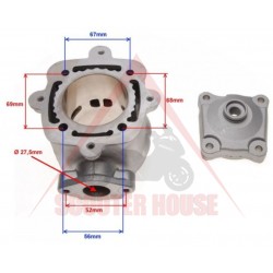Цилиндър комплект с глава -Wilmat- Piaggio 2T, водно 172cc (65.10mm), 16mm бутален болт, алуминиев, APRILIA SR, GILERA Runner