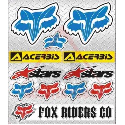 Σετ αυτοκόλλητων -PLUS2HP- Acerbis, Fox, Alpinestars μπλε, μέγεθος - 195x225mm