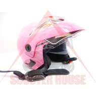 Helmet -VIRTUE- pink, universal size, open with viewfinder and sunglasses