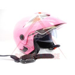 Helmet -VIRTUE- pink, universal size, open with viewfinder and sunglasses