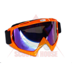 Очила  -EU- мотокрос A23 оранжева рамка, огледален визьор