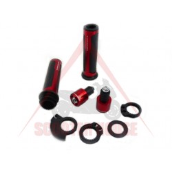 Grips -ITALIAN DESIGN- complete with end caps, for handlebar 22mm, red