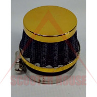 AIR FILTER -EU- SPORT JUNYA connection with adapters=Ф28,35,47mm, 55mm height, goldish