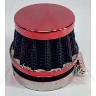 AIR FILTER -EU- SPORT JUNYA connection with adapters=Ф28,35,47mm, 55mm height, red