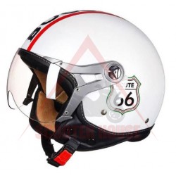 Helmet -BK- White, Open Face, model K100, Route 66