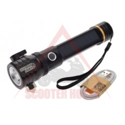 Φακός -WM- Πολυλειτουργικός φακός LED με 450 lumens, ηλιακή φόρτιση και ενσωματωμένη μπαταρία 2000mAh, IPX-4 αδιάβροχος, με κόφτη ζώνης ασφαλείας, γυάλινο σφυρί και πυξίδα.