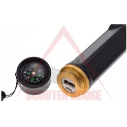 Φακός -WM- Πολυλειτουργικός φακός LED με 450 lumens, ηλιακή φόρτιση και ενσωματωμένη μπαταρία 2000mAh, IPX-4 αδιάβροχος, με κόφτη ζώνης ασφαλείας, γυάλινο σφυρί και πυξίδα.