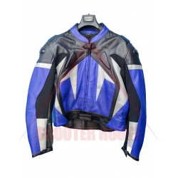 Men's jacket -Lookwell- Performance 2, leather, black/blue/gray, size 56