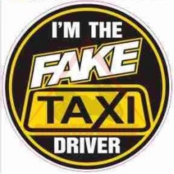 Sticker -PLUS2HP- Im the fake taxi driver, size - 75x75mm