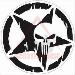 Стикер -PLUS2HP- Военна звезда с малък череп, размер - 100x100mm